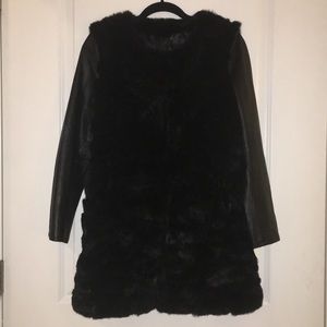 Faux fur and leather jacket
